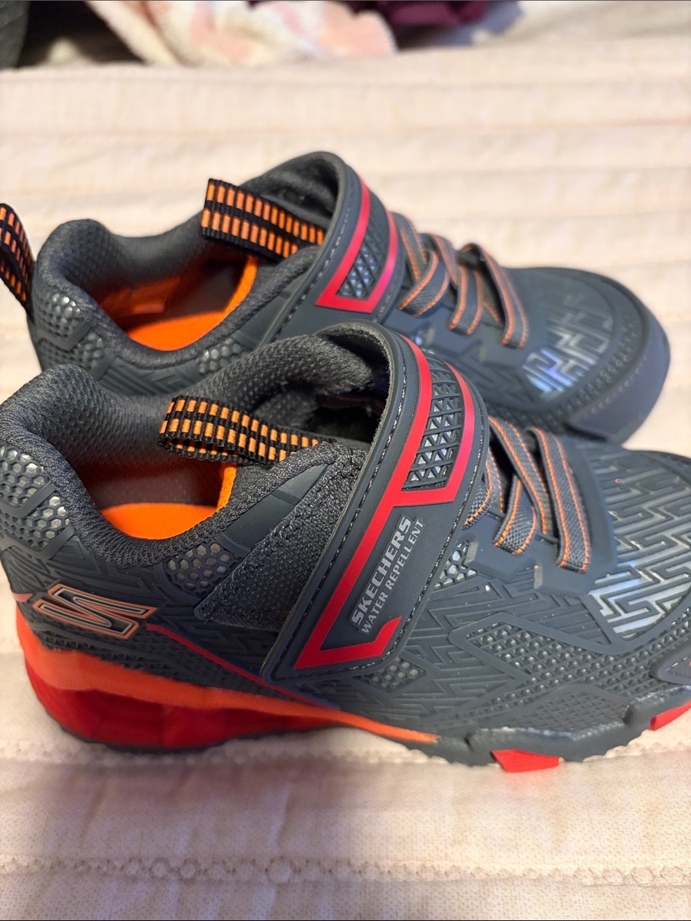 Skechers Kids Gray & Orange Light-Up Sneaker